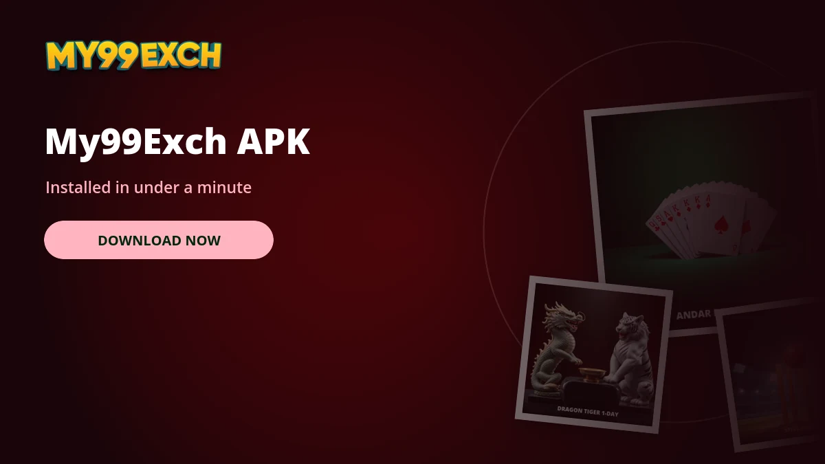 My99Exch apk download panel banner with casino game tiles