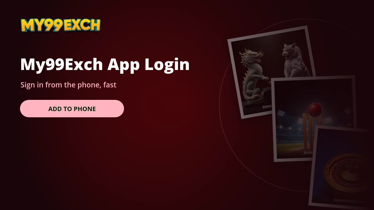 My99Exch app login panel banner with matka and casino tiles