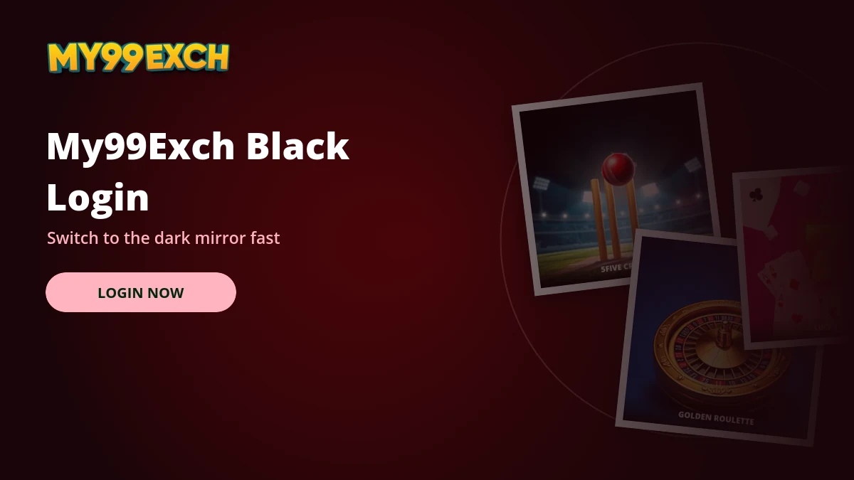 My99Exch black login panel banner with dark casino tiles